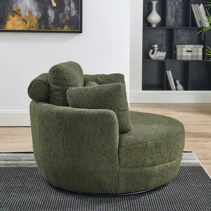 Green Modern 52 Swivel Barrel Chair with Storage Ottoman