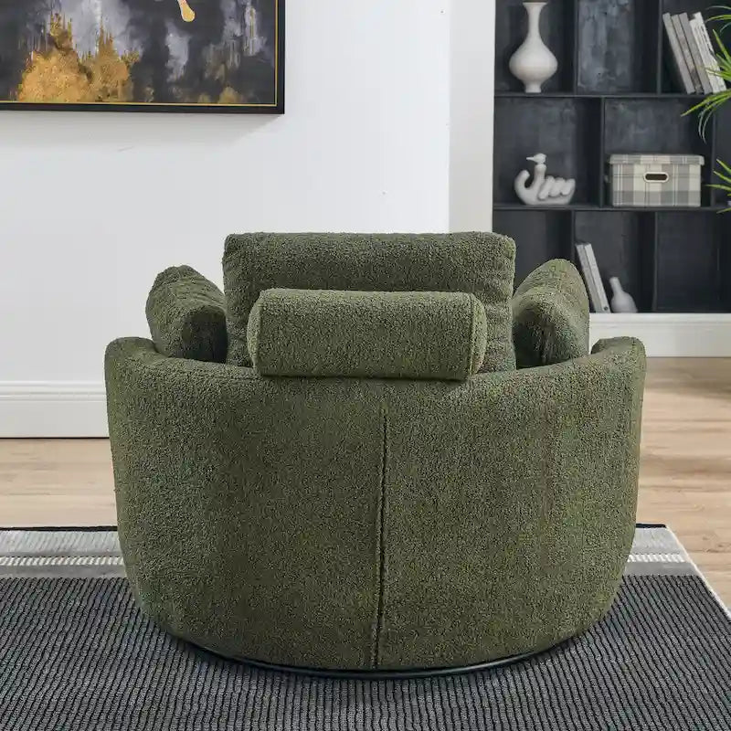 Green Modern 52 Swivel Barrel Chair with Storage Ottoman