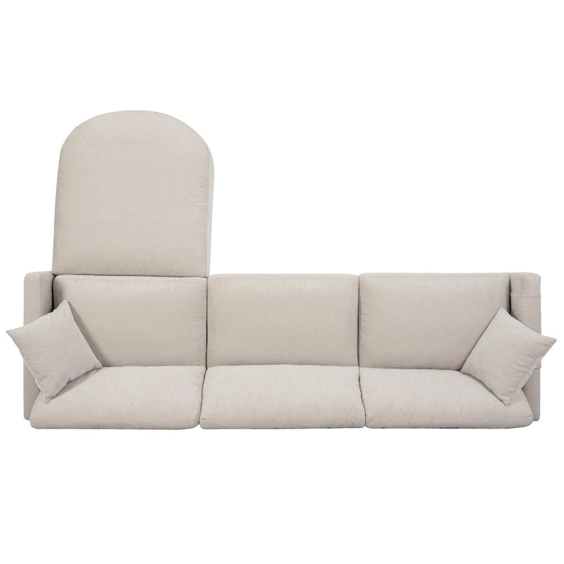 Beige 107.87 Spacious 4 Seater Sectional Sofa with Movable Ottoman, Removable Cushions, and Convenient Armrest Storage