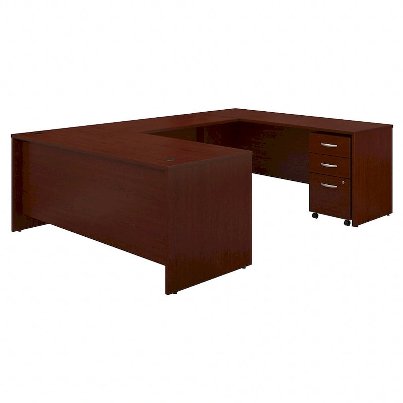 U-Shaped Desk Bundle with Mobile File Cabinet, 1-Person, 72W
