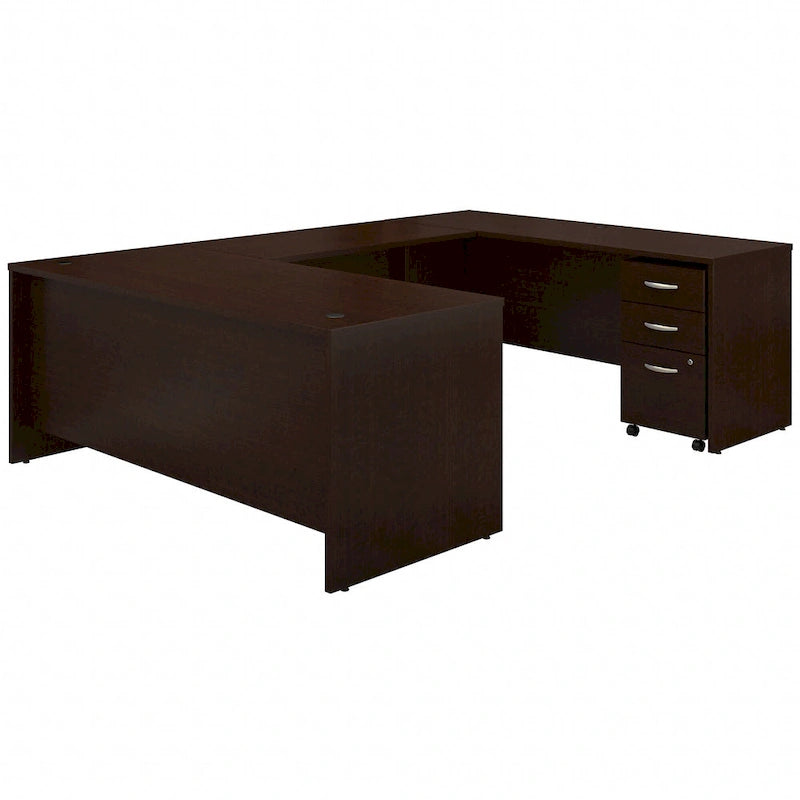 U-Shaped Desk Bundle with Mobile File Cabinet, 1-Person, 72W