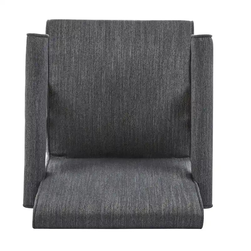 Beige / Charcoal Fabric Arm Dining Chair with Weathered Wood Legs, Set of 2