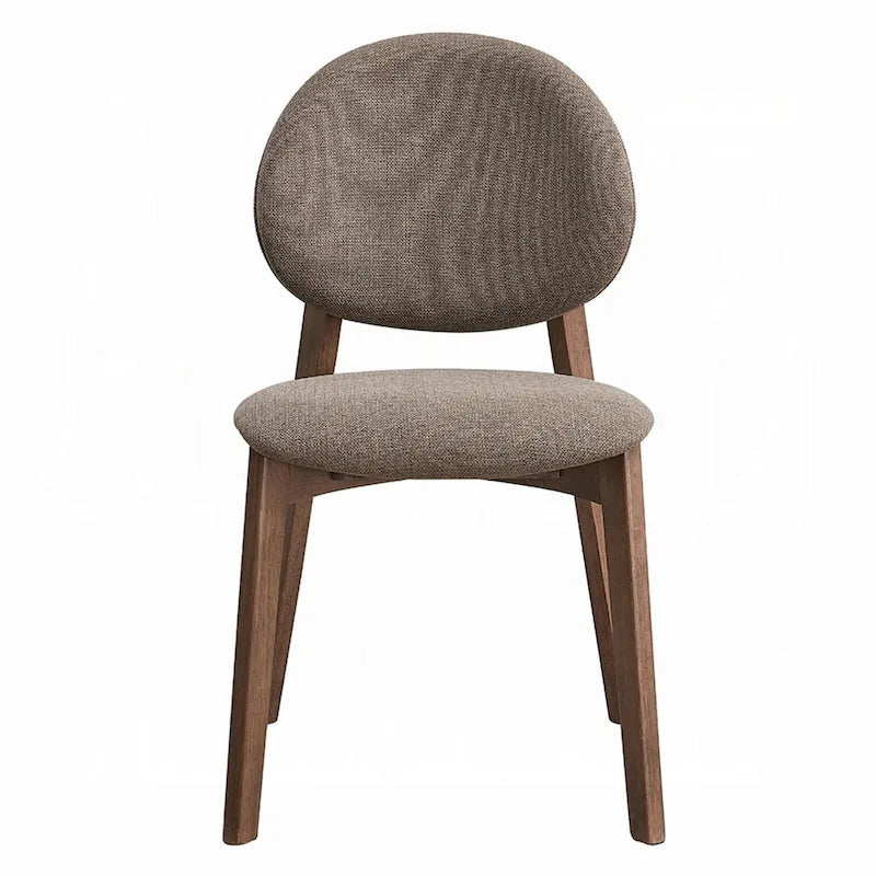 Light Brown Linen Walnut Dining Side Chair, Set of 2