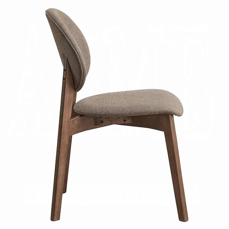 Light Brown Linen Walnut Dining Side Chair, Set of 2