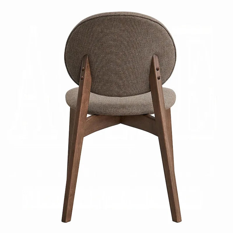 Light Brown Linen Walnut Dining Side Chair, Set of 2
