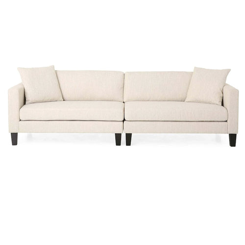 Beige Modern Upholstered Accent Chair with Wood Legs – Single Seat