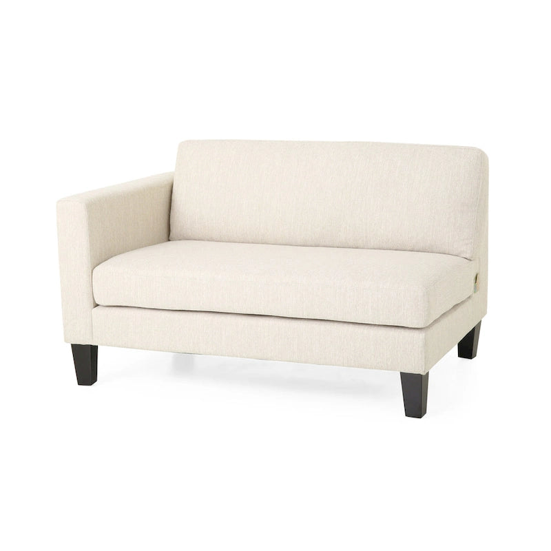 Beige Modern 101 3-seater Sofa with Wood Legs and Two Pillows for Living Room