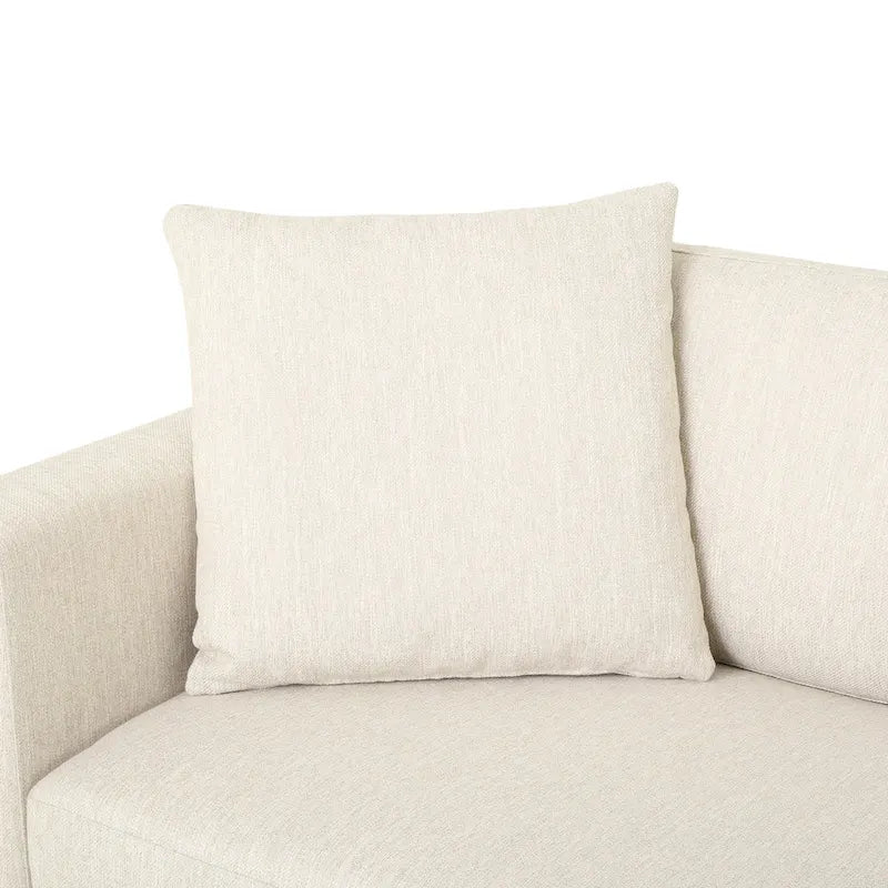 Beige Modern 101 3-seater Sofa with Wood Legs and Two Pillows for Living Room