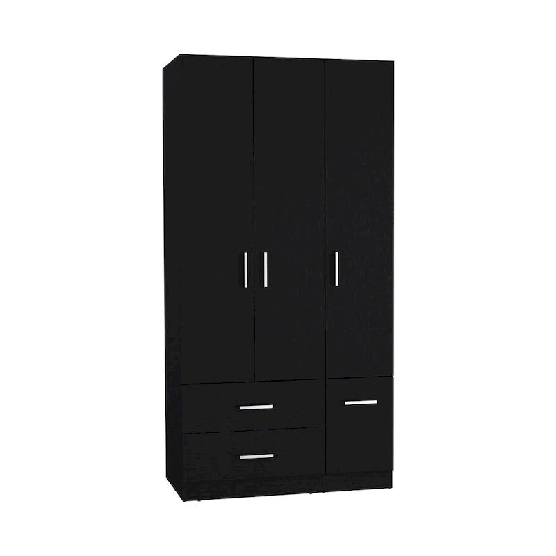 18.7 Modern Four-door Armoire with Hanging Rod, Two Drawers and 6 Shelves