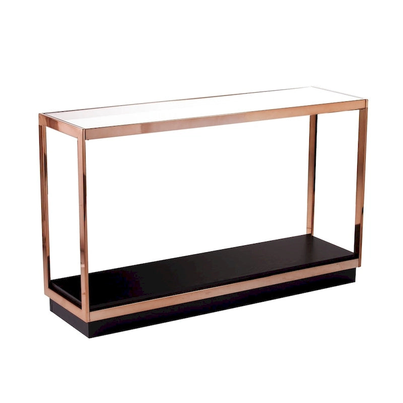 Champagne/Black Iron & Glass Console Table