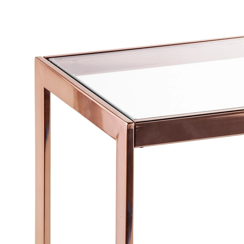 Champagne/Black Iron & Glass Console Table