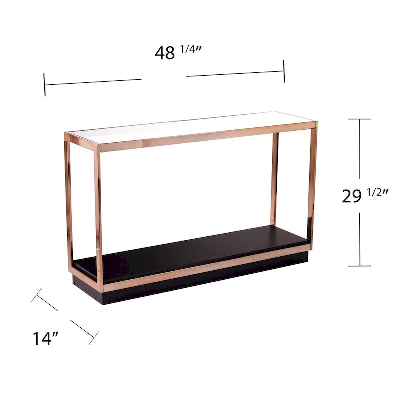 Champagne/Black Iron & Glass Console Table