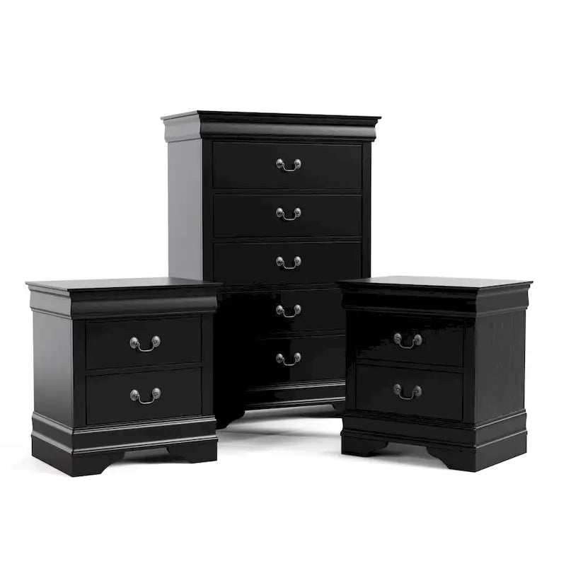 Furniture of America Devi Traditional 3-Piece Solid Wood Nightstand and Chest Set