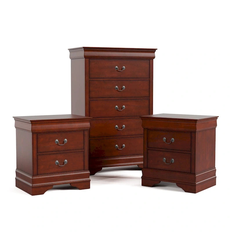 Furniture of America Devi Traditional 3-Piece Solid Wood Nightstand and Chest Set