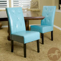Teal Blue & Dark Brown Tufted Dining Chair, Set of 2