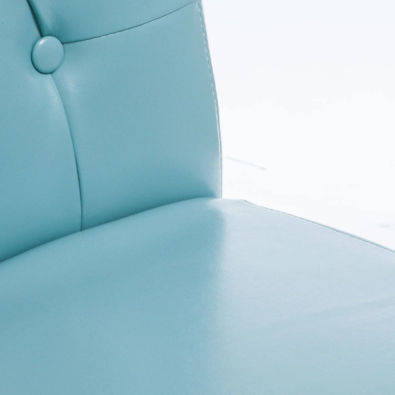 Teal Blue & Dark Brown Tufted Dining Chair, Set of 2