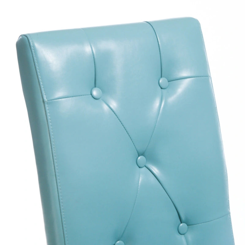 Teal Blue & Dark Brown Tufted Dining Chair, Set of 2