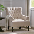 Tufted Club Armchair with Rolled Backrest – Beige / Teal / Gray, 1-Seat