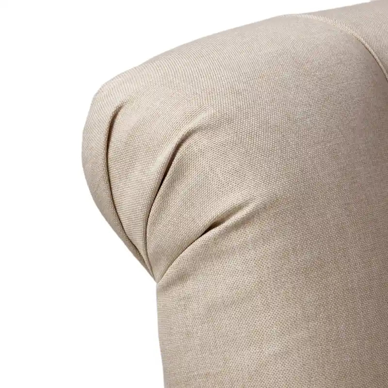 Tufted Club Armchair with Rolled Backrest – Beige / Teal / Gray, 1-Seat