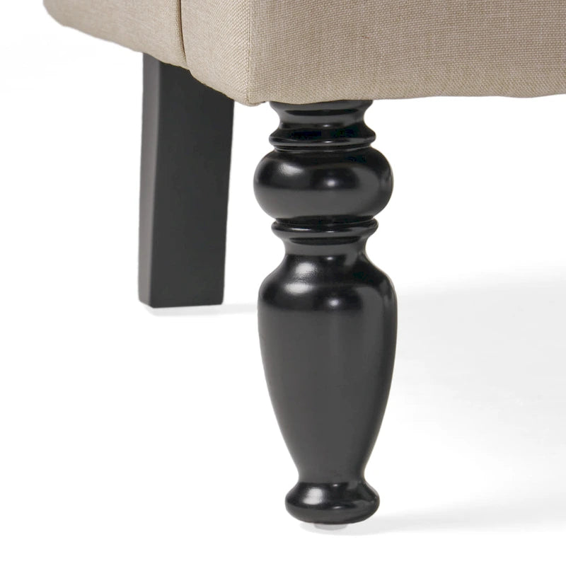 Tufted Club Armchair with Rolled Backrest – Beige / Teal / Gray, 1-Seat