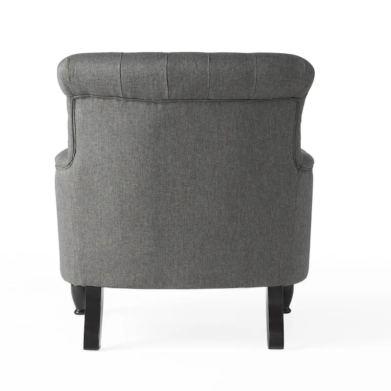 Tufted Club Armchair with Rolled Backrest – Beige / Teal / Gray, 1-Seat