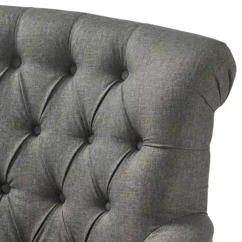 Tufted Club Armchair with Rolled Backrest – Beige / Teal / Gray, 1-Seat