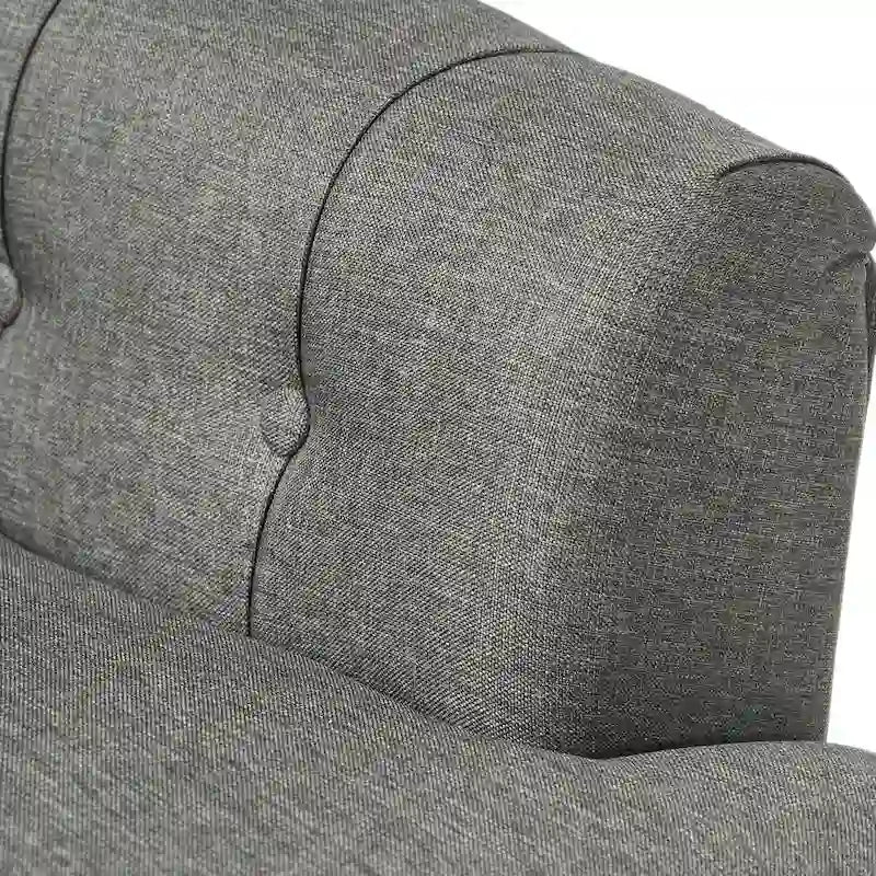 Tufted Club Armchair with Rolled Backrest – Beige / Teal / Gray, 1-Seat