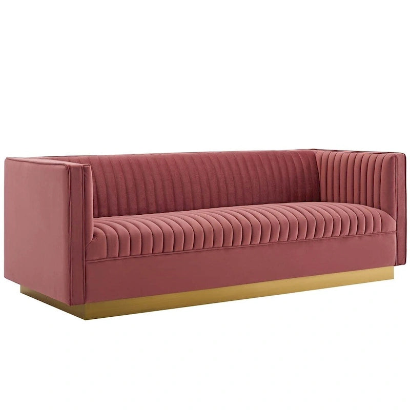 Perez Vertical Channel Tufted Velvet Sofa
