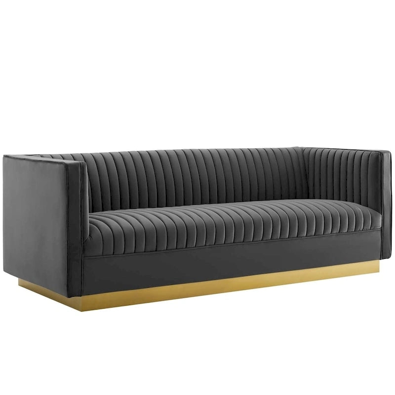 Perez Vertical Channel Tufted Velvet Sofa