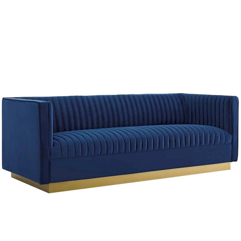 Perez Vertical Channel Tufted Velvet Sofa
