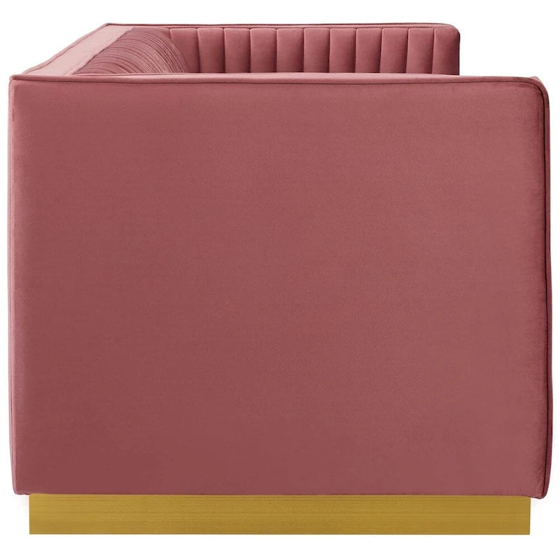 Perez Vertical Channel Tufted Velvet Sofa