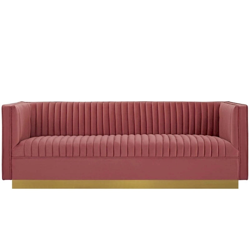 Perez Vertical Channel Tufted Velvet Sofa