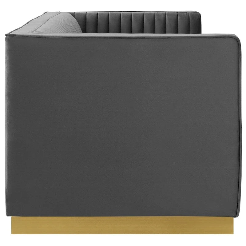 Perez Vertical Channel Tufted Velvet Sofa