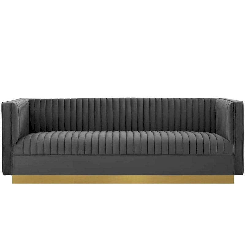 Perez Vertical Channel Tufted Velvet Sofa