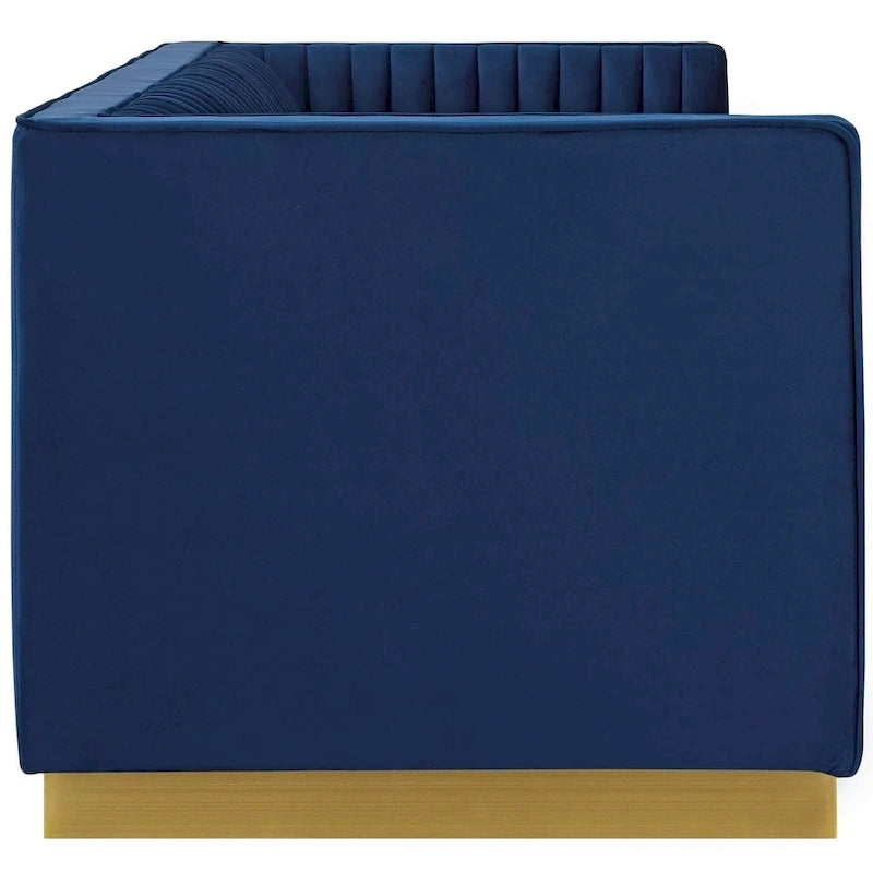 Perez Vertical Channel Tufted Velvet Sofa