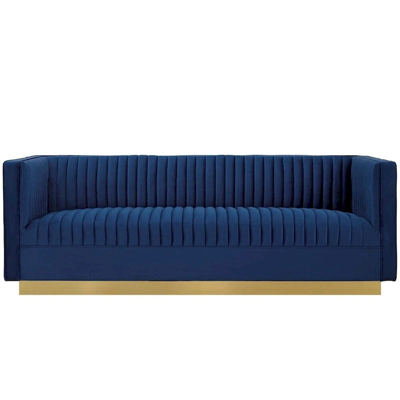 Perez Vertical Channel Tufted Velvet Sofa