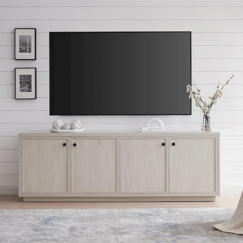 Alder White / Black Grain / White TV Stand for 2, Fits TVs up to 75"