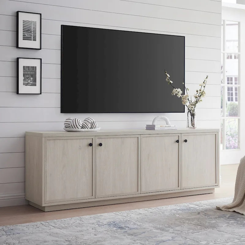 Alder White / Black Grain / White TV Stand for 2, Fits TVs up to 75"