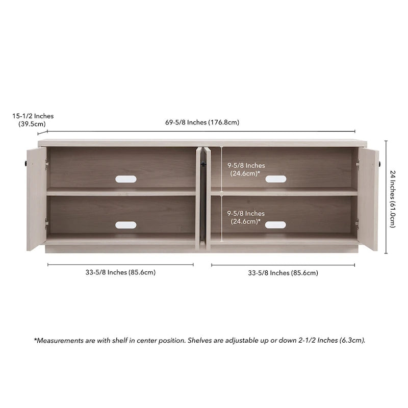 Alder White / Black Grain / White TV Stand for 2, Fits TVs up to 75"