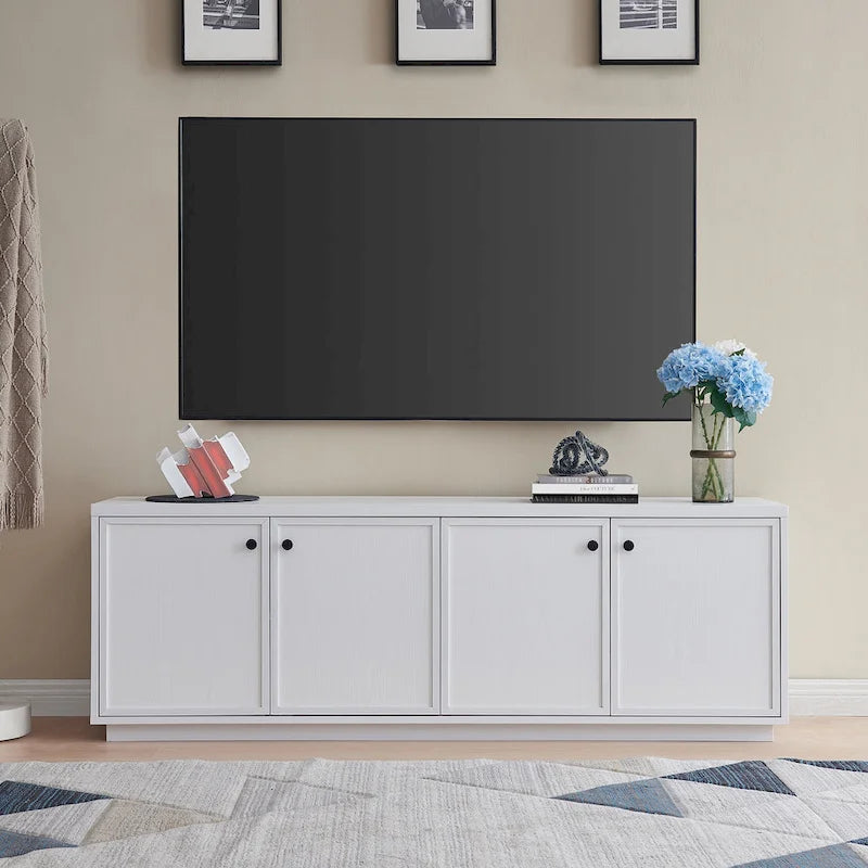 Alder White / Black Grain / White TV Stand for 2, Fits TVs up to 75"
