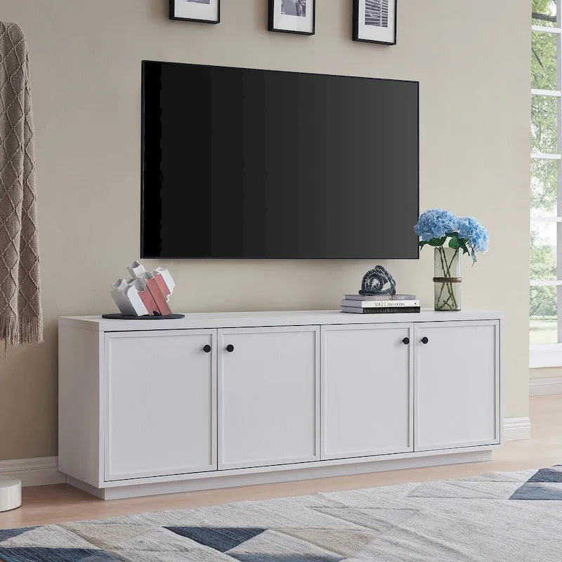 Alder White / Black Grain / White TV Stand for 2, Fits TVs up to 75"