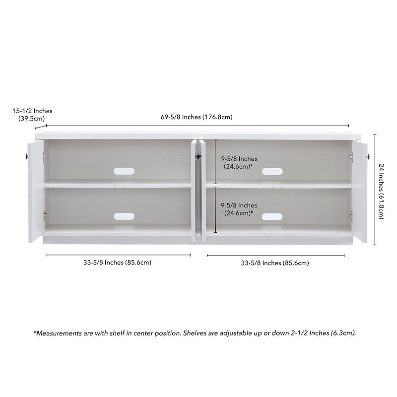 Alder White / Black Grain / White TV Stand for 2, Fits TVs up to 75"