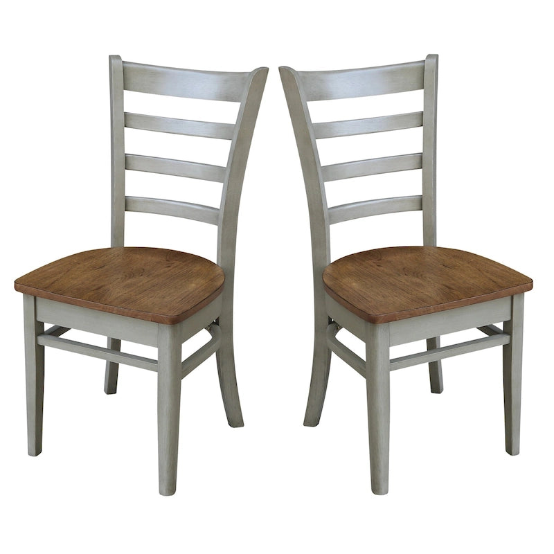 Multi-Color Solid Wood Dining Side Chair, Set of 2