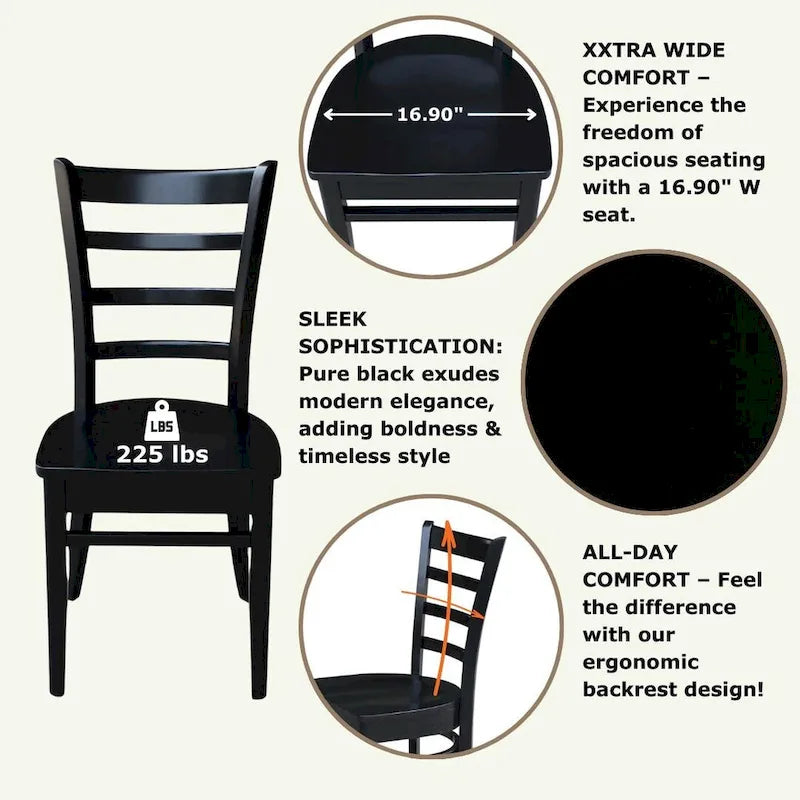 Multi-Color Solid Wood Dining Side Chair, Set of 2