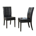 Black Tufted Leather Dining Chair, Set of 2