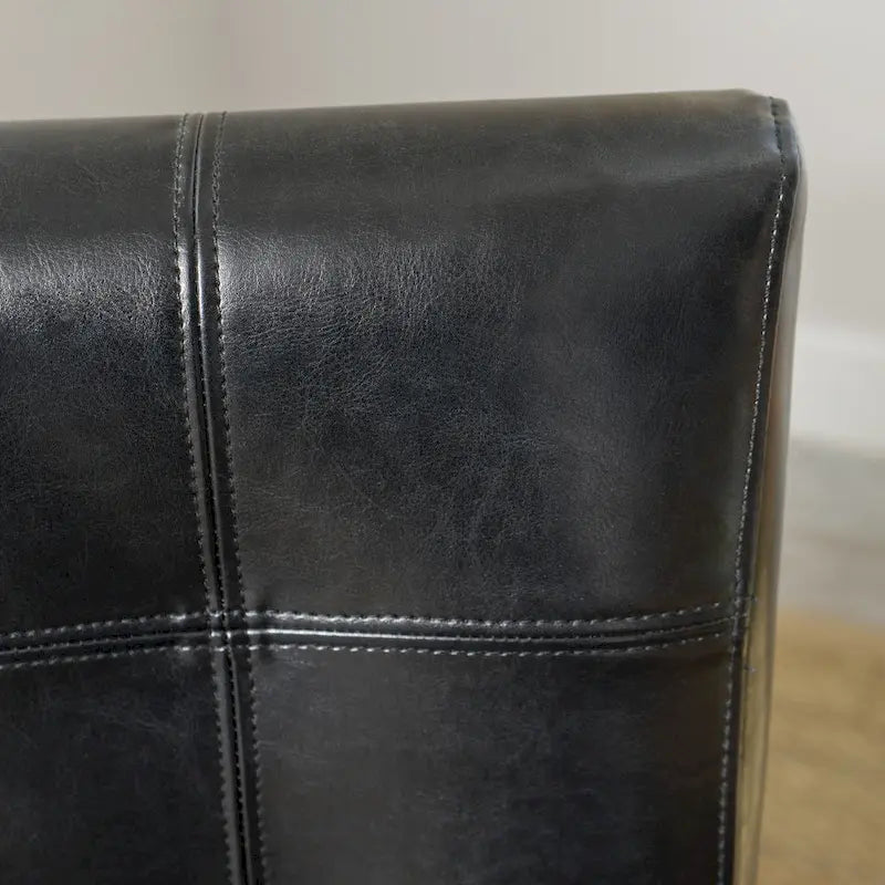 Black Tufted Leather Dining Chair, Set of 2
