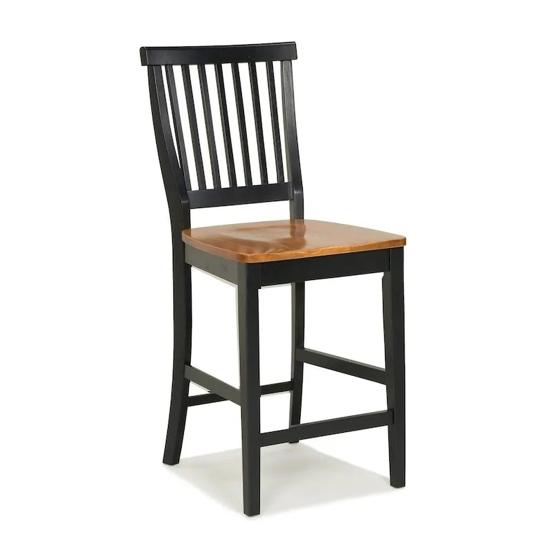 Black Counter Height Bar Stool, Single, Distressed Oak Finish