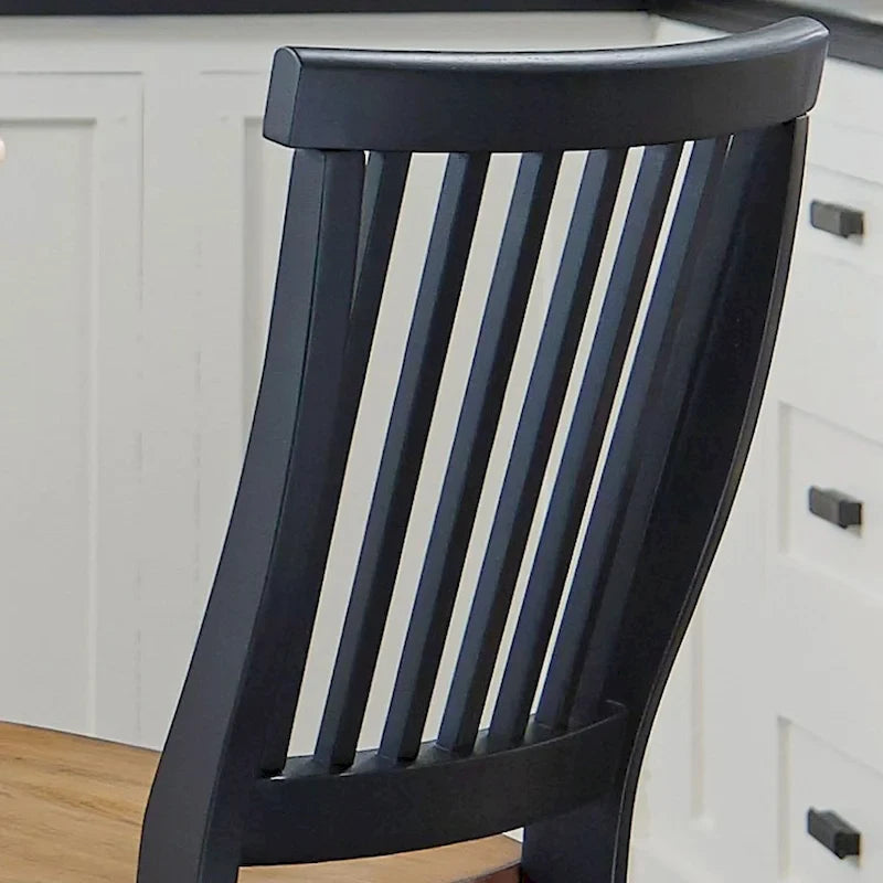 Black Counter Height Bar Stool, Single, Distressed Oak Finish