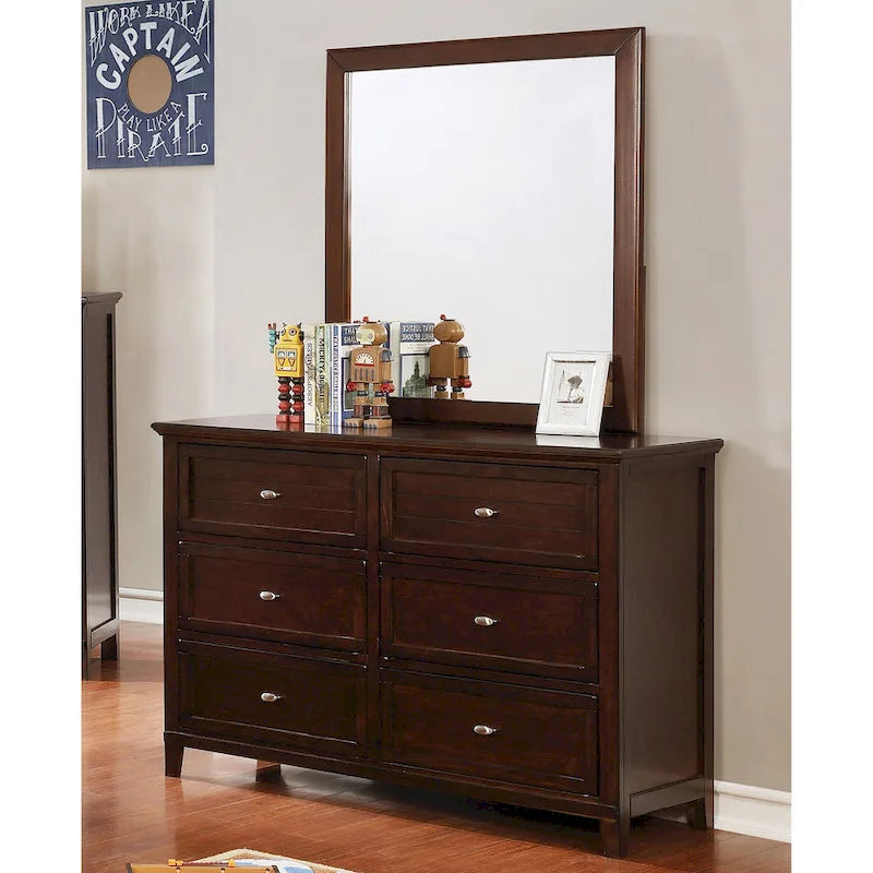 Grey / Brown Cherry Transitional 6-Drawer Dresser for 1 Person