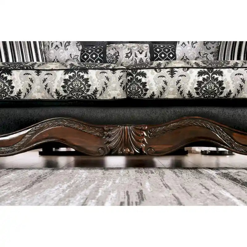 Dhumketu Traditional Black Fabric Semi-Firm Loveseat by